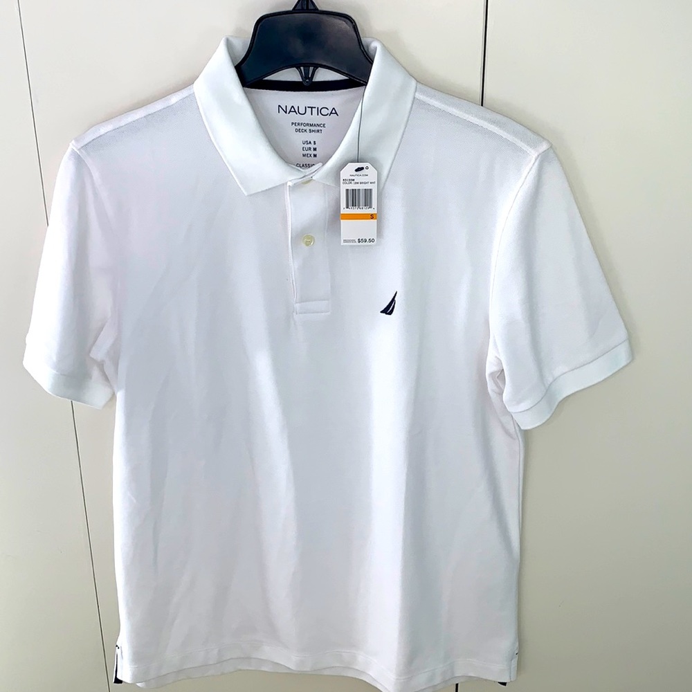 Nautica S white polo performance deck shirt
